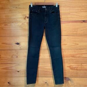 MOTHER High Waist Looker Jeans in A Model Spy Black 28